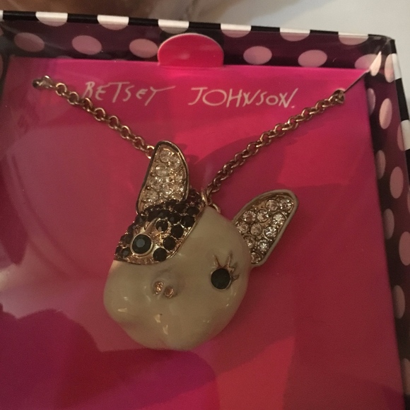 Betsey Johnson Jewelry - Betsey Johnson Frenchie Gold & Crystals Necklace